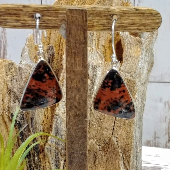 Mahogany Jasper Sterling Earrings - Picture 3 of 5